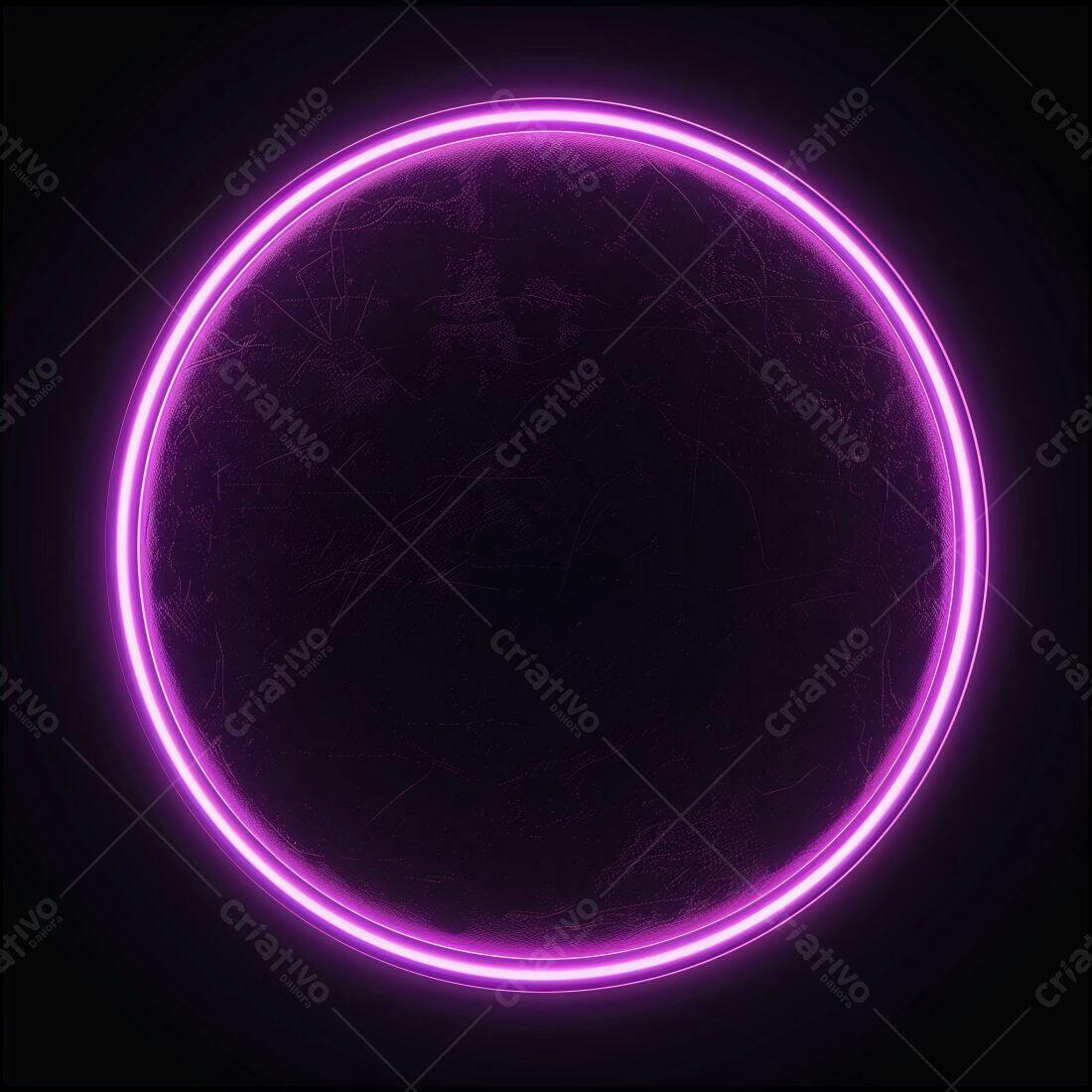 Moldura circular neon roxa fundo escuro