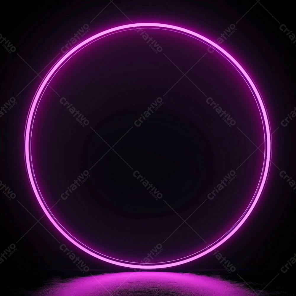 Neon Círculo Redondo Lilás Roxo Iluminação Realista Textura  