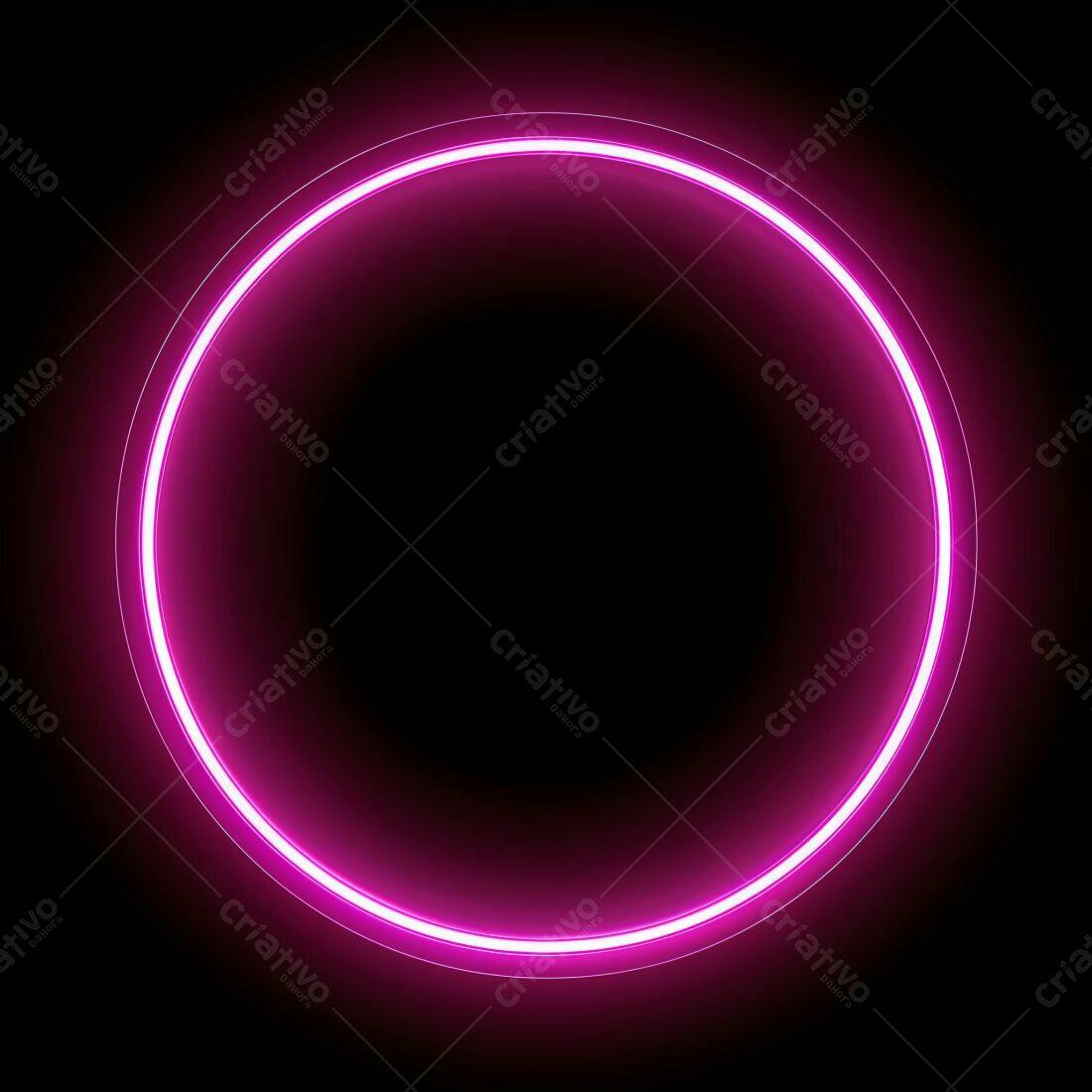 Moldura circular neon rosa