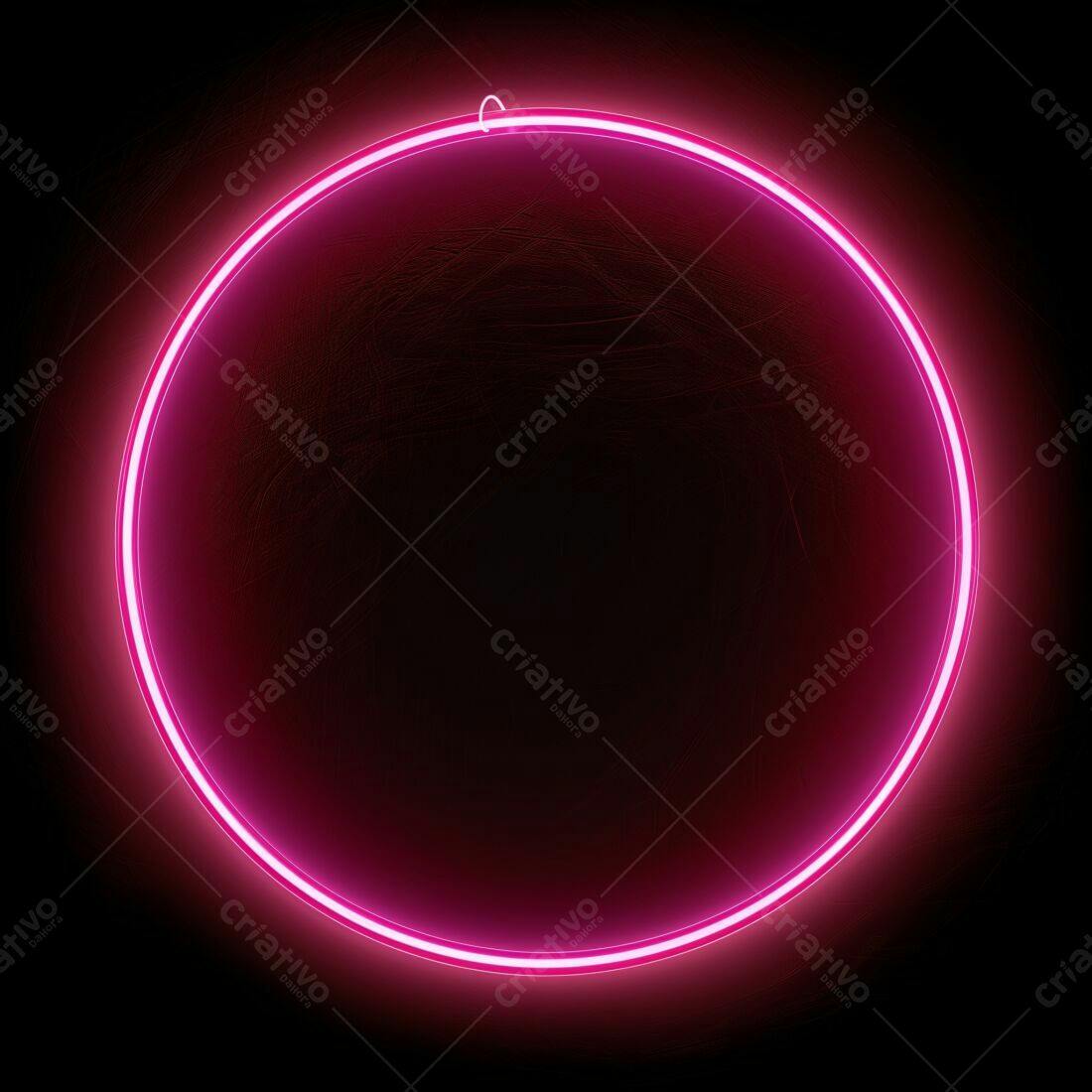 Moldura circular neon rosa escuro