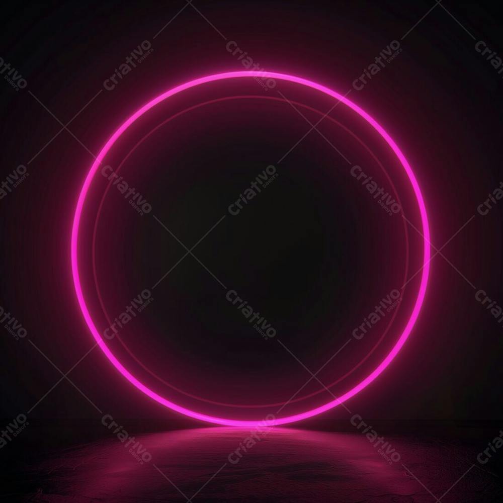 Neon Círculo Redondo Rosa Pink Iluminação Realista Textura  