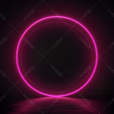 Neon círculo redondo rosa pink iluminação realista textura