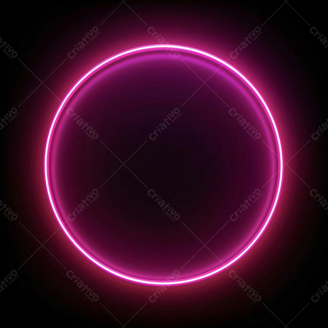 Moldura circular neon rosa