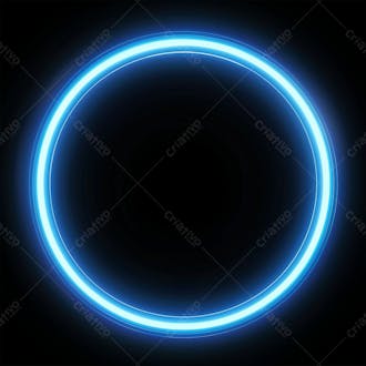 Neon círculo redondo azul iluminação realista textura