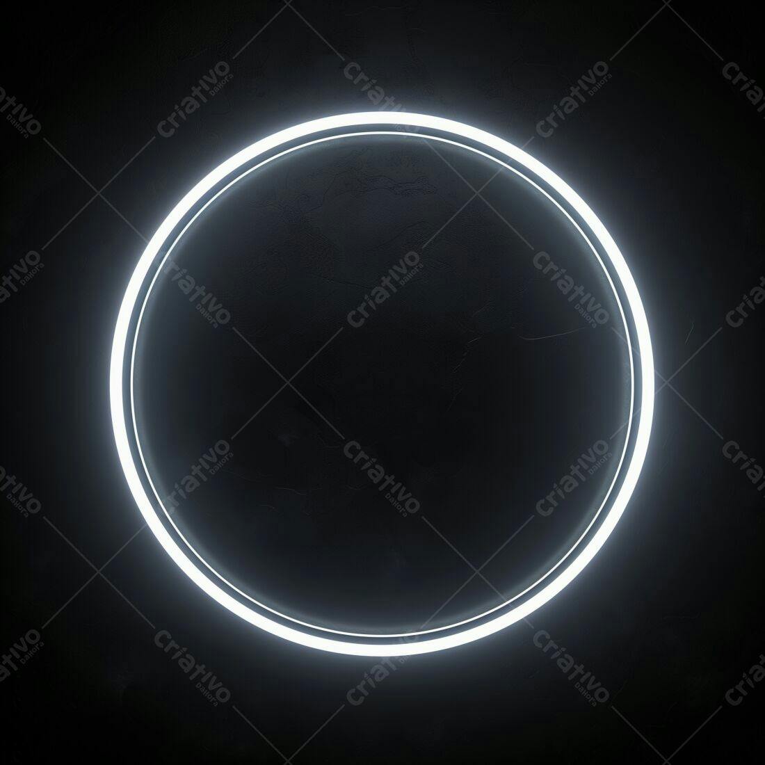 Moldura Circular Neon em Preto