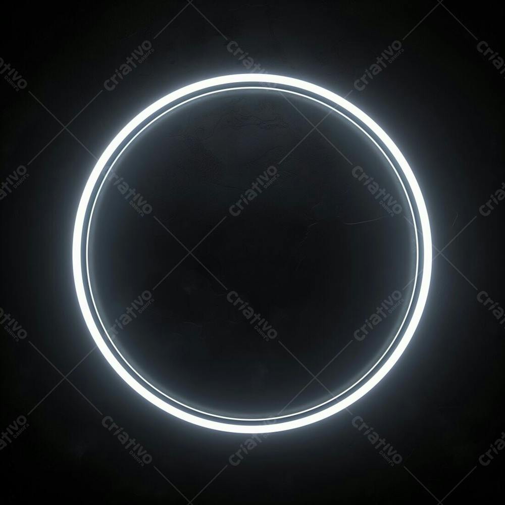 Neon Círculo Redondo Branco Iluminação Realista Textura  