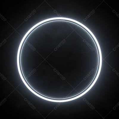 Neon Círculo Redondo Branco Iluminação Realista Textura  
