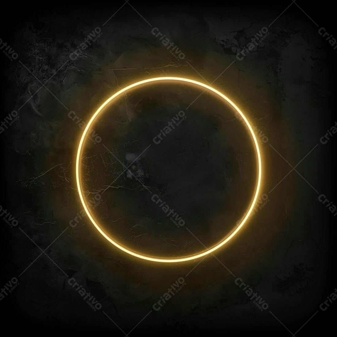 Aro de Luz Neon Amarelo em Parede Escura