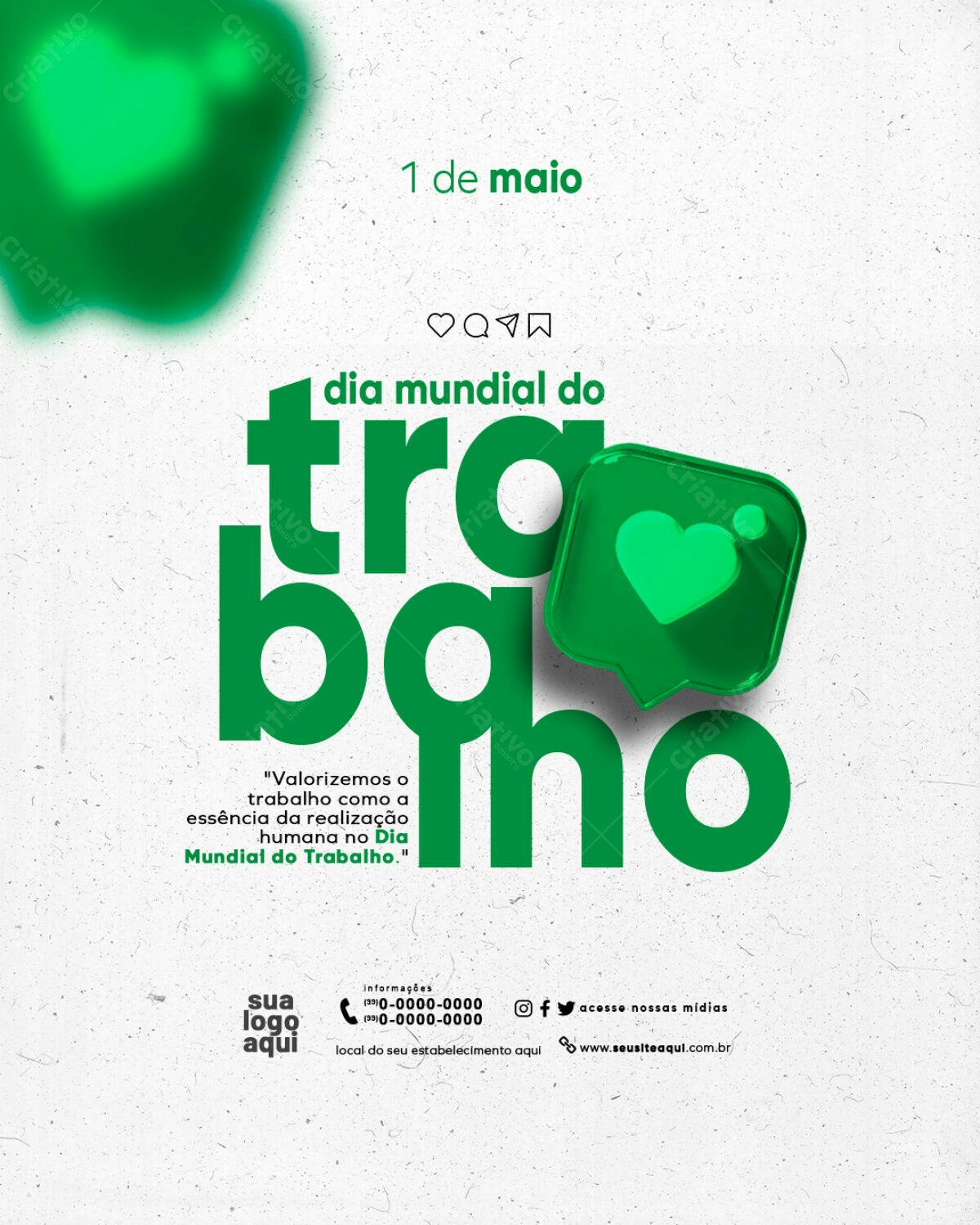 Flyer Dia Mundial do Trabalho PSD Editável