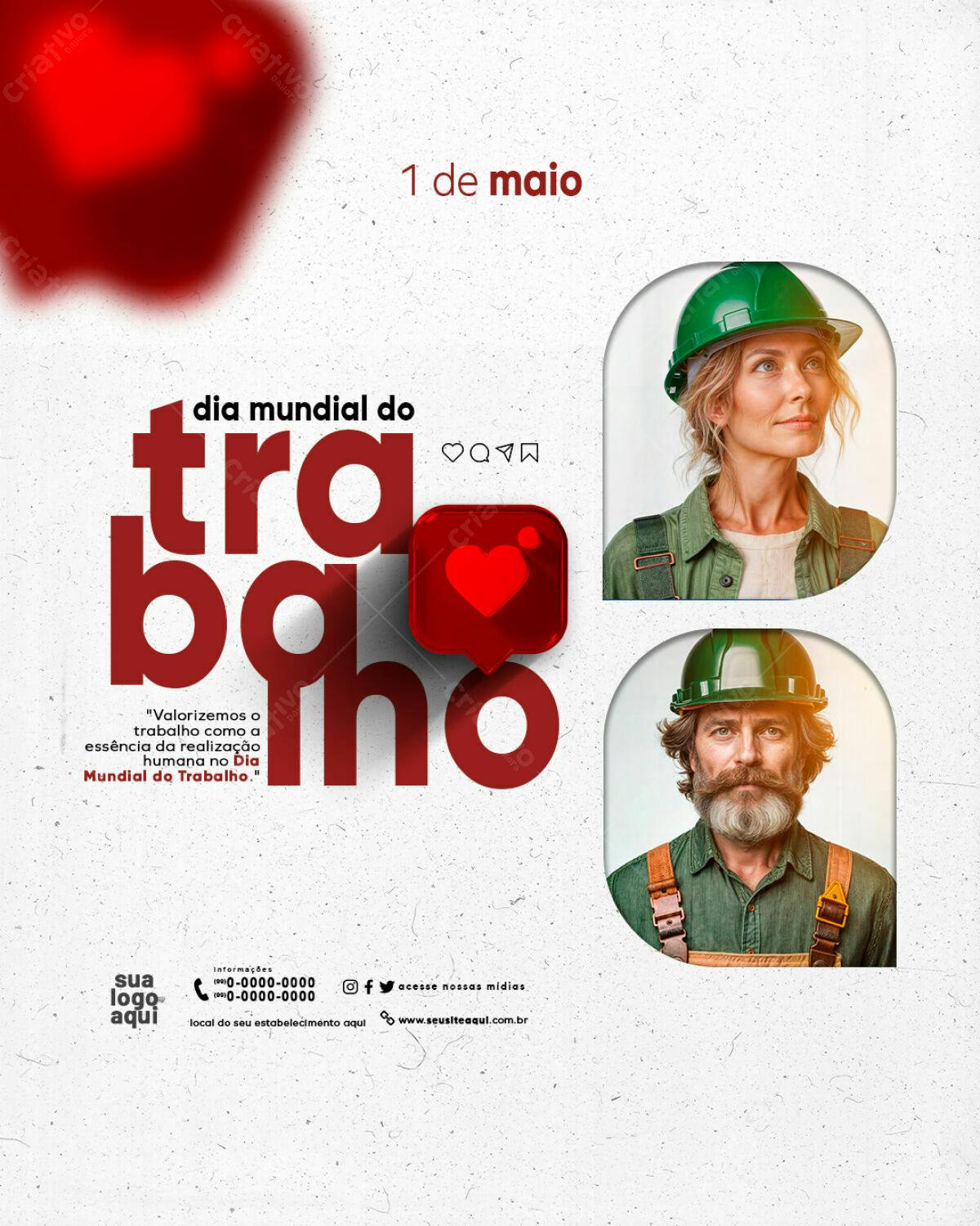 Flyer Dia Mundial do Trabalho PSD Editável