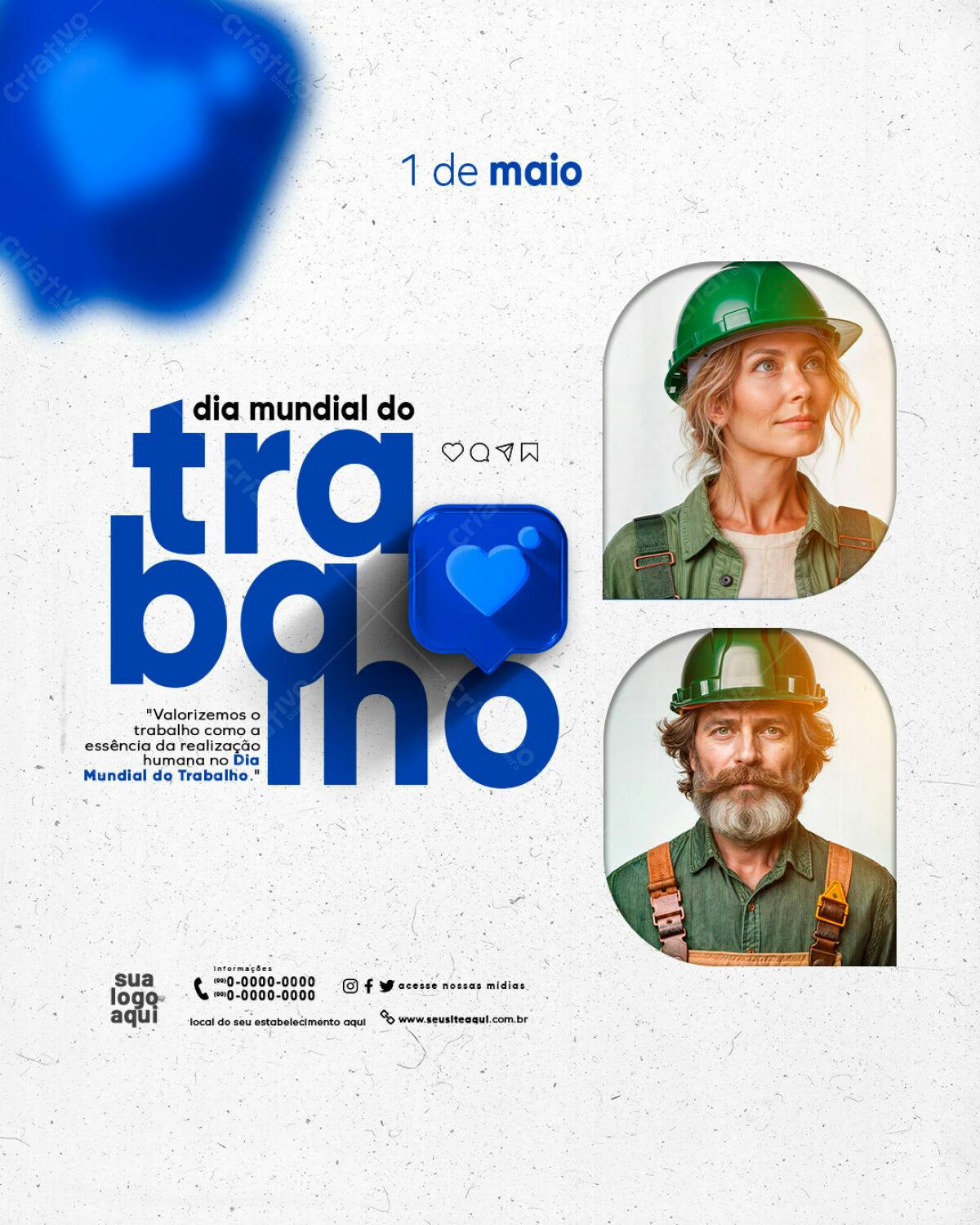 Flyer Dia Mundial do Trabalho PSD Editável