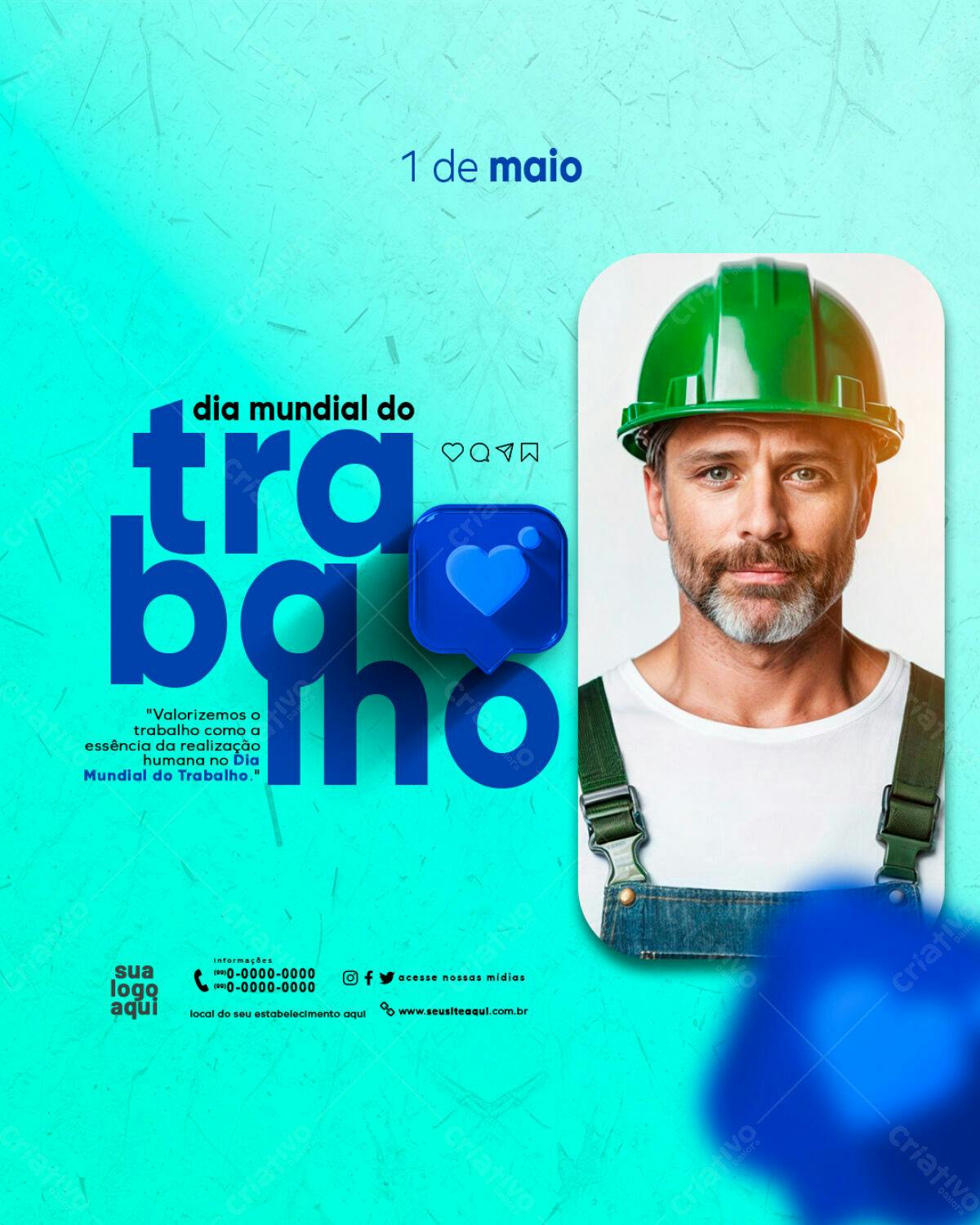Flyer Dia Mundial do Trabalho PSD Editável