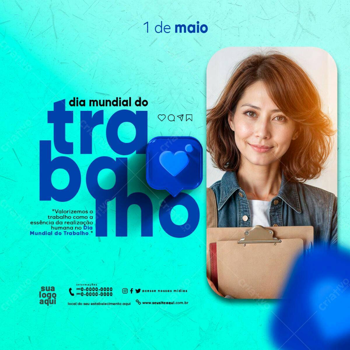 Post para Dia Mundial do Trabalho PSD Editável