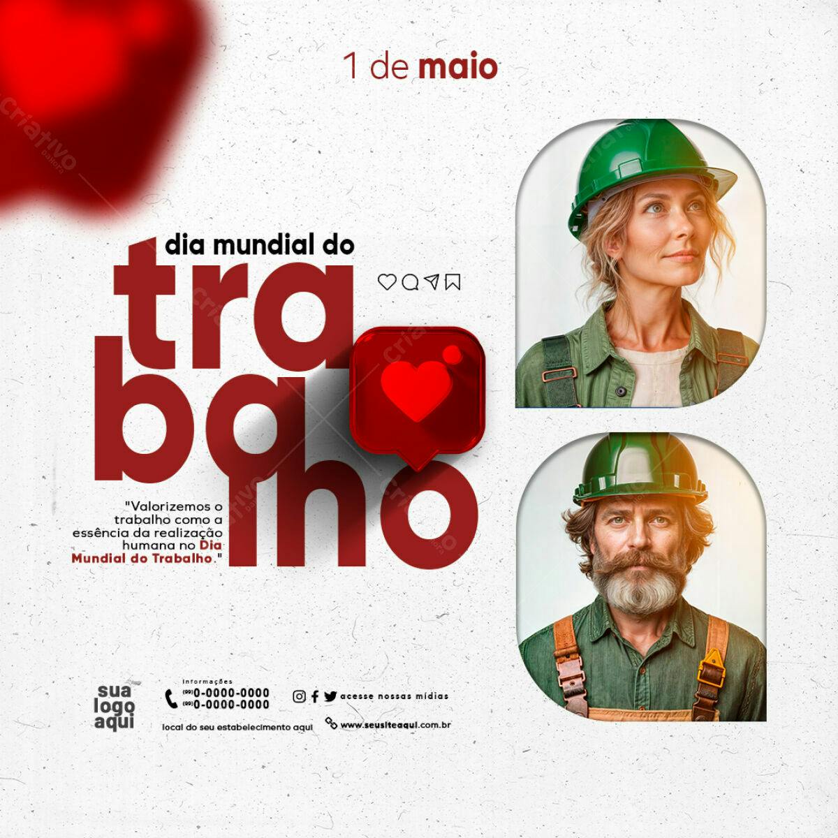 Flyer Dia Mundial do Trabalho PSD Editável