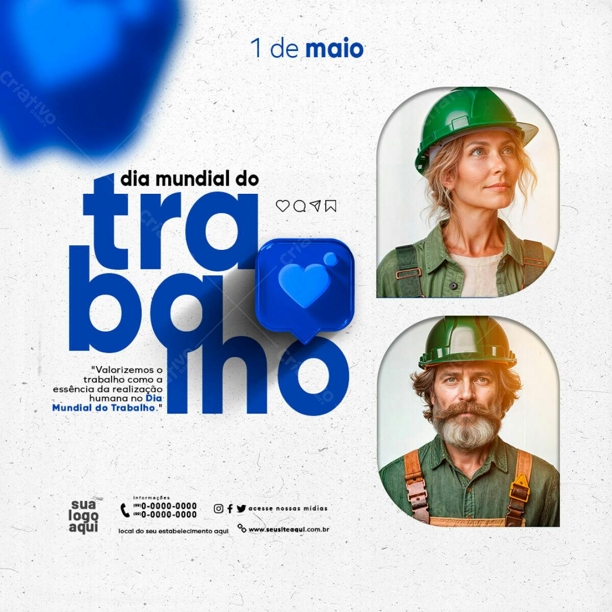Flyer Dia Mundial do Trabalho PSD Editável