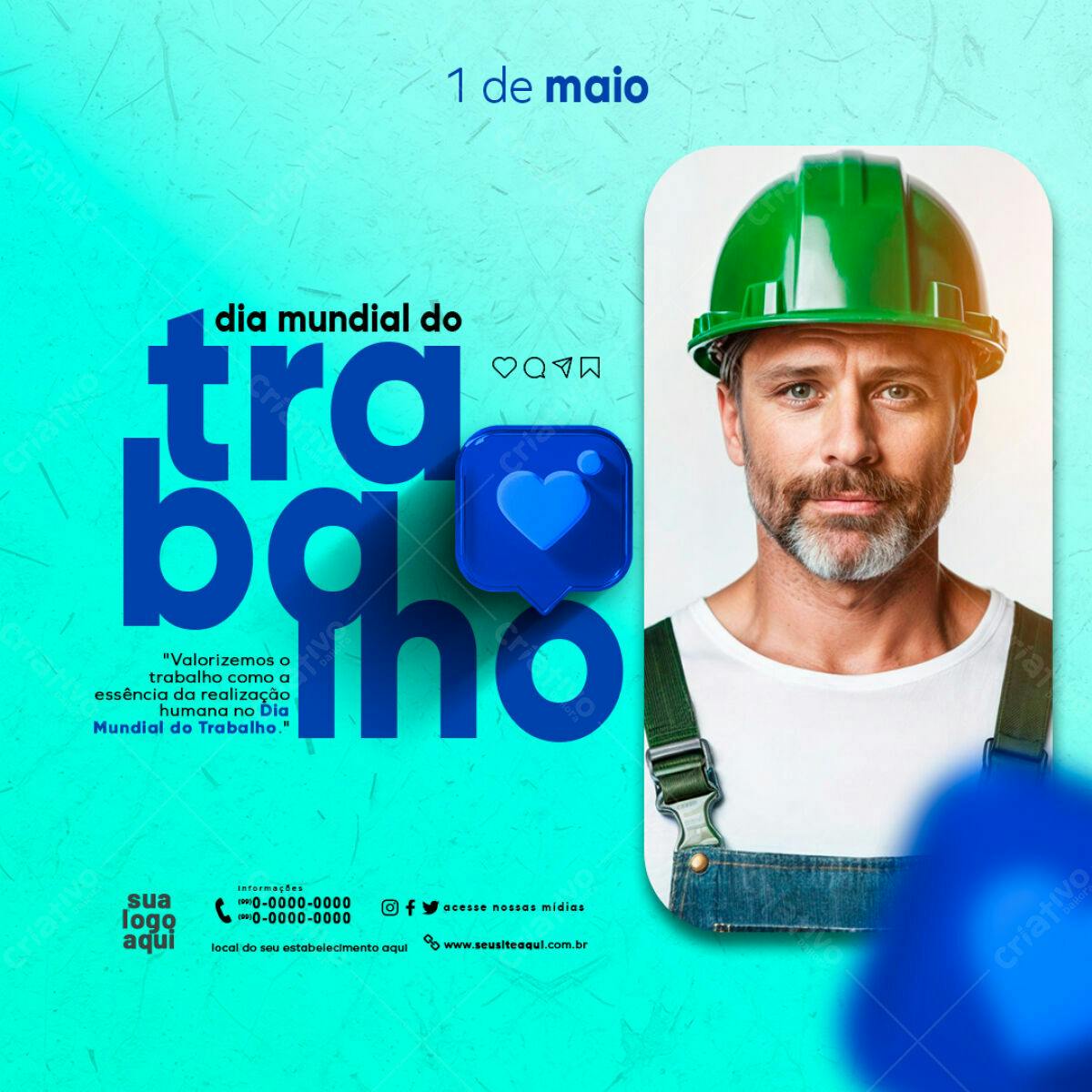 Post para Dia Mundial do Trabalho PSD Editável