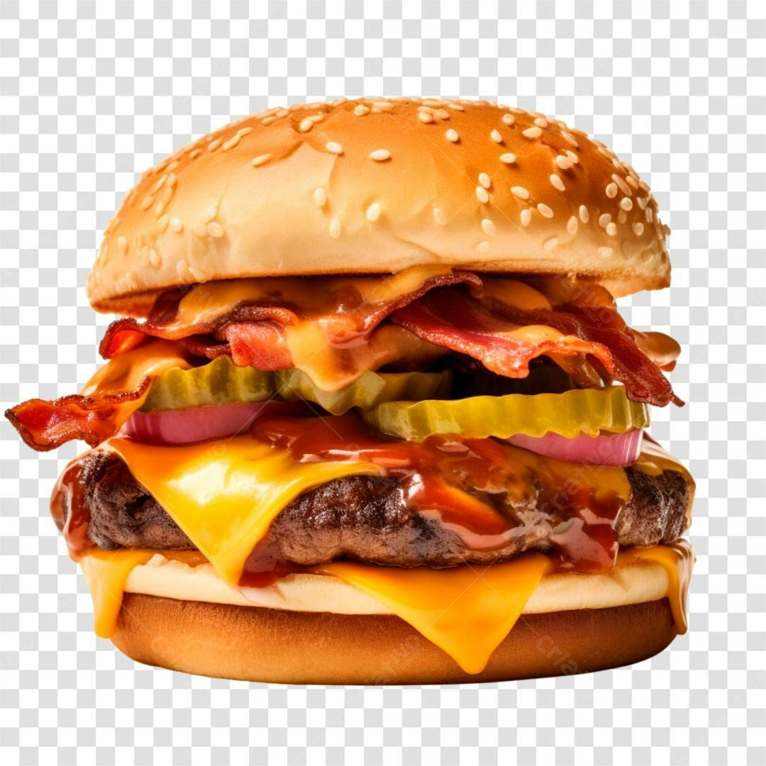 Imagem Hambúrguer Bacon Queijo PNG com fundo transparente