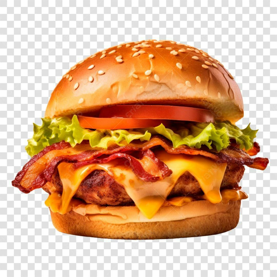 Imagem Hambúrguer Bacon Queijo PNG com fundo transparente