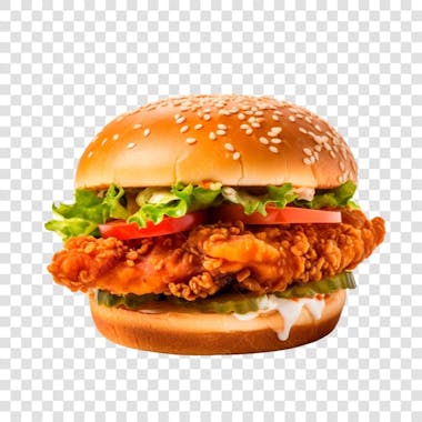 Hambúrguer de frango fundo transparente png