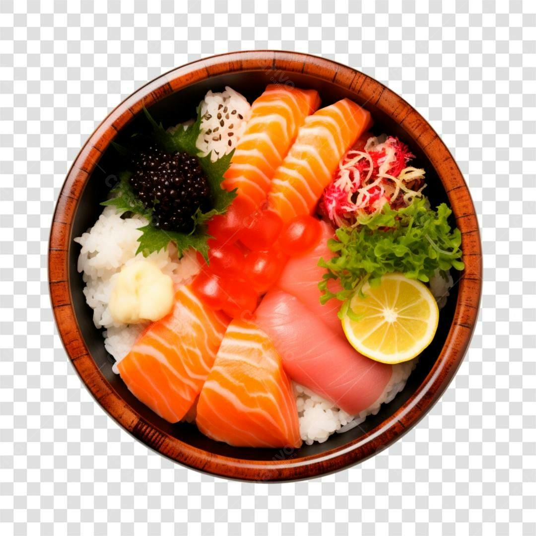 Imagem PNG de Donburi de Salmão com fundo transparente