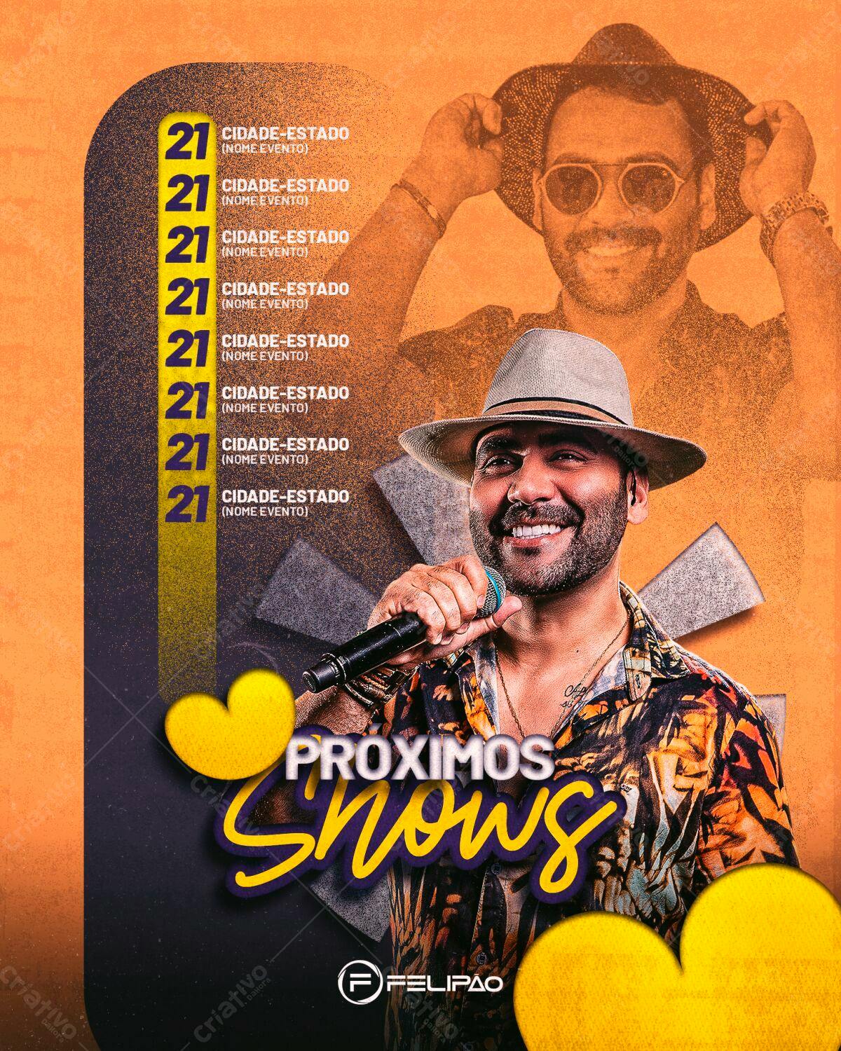 Flyer para Shows do Felipeão PSD Editável