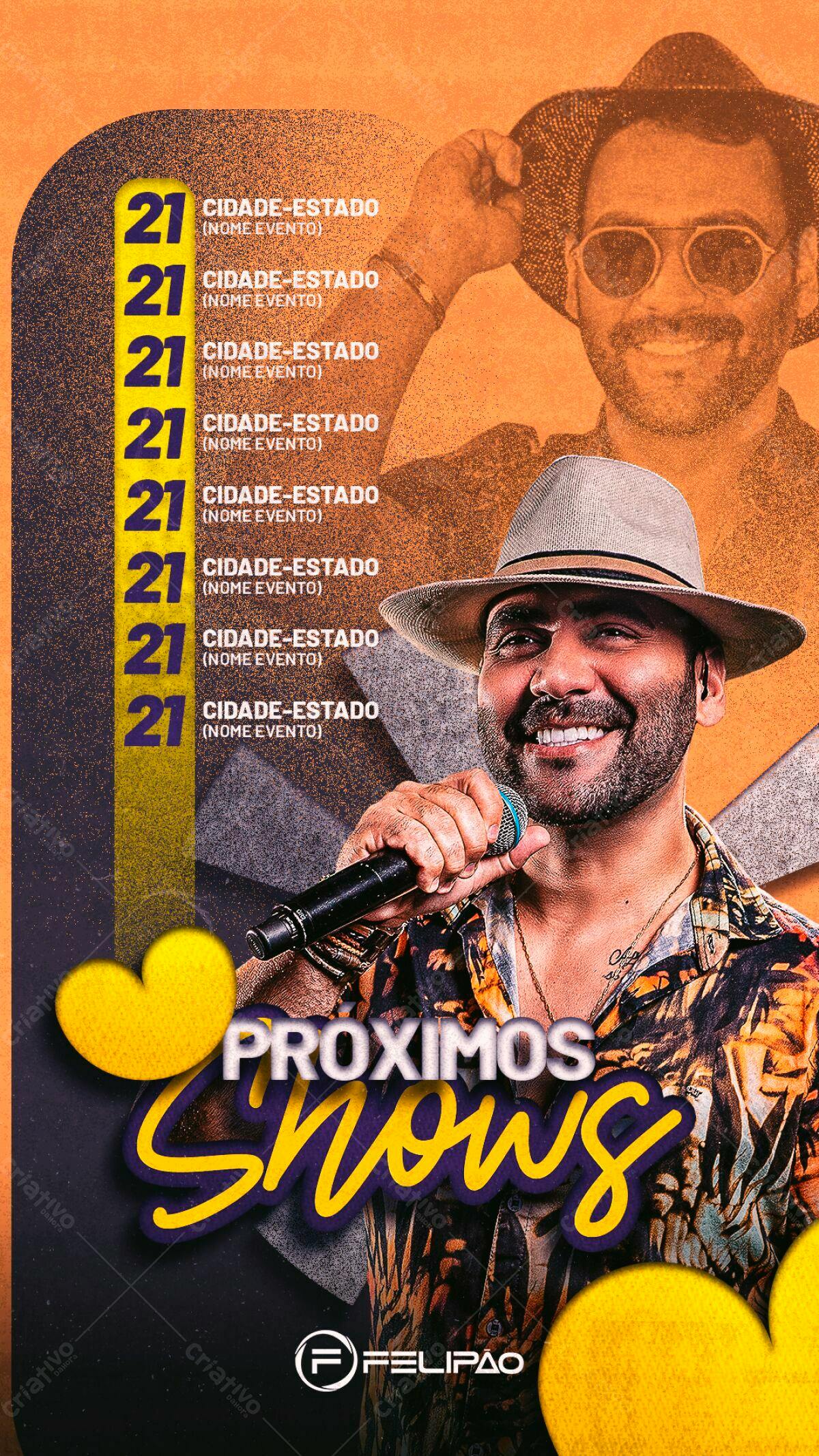 Flyer para Shows do Felipão PSD Editável