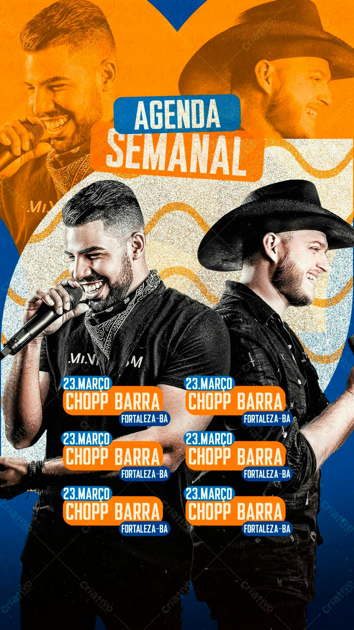 Flyer Agenda Semanal Chopp Barra PSD Editável