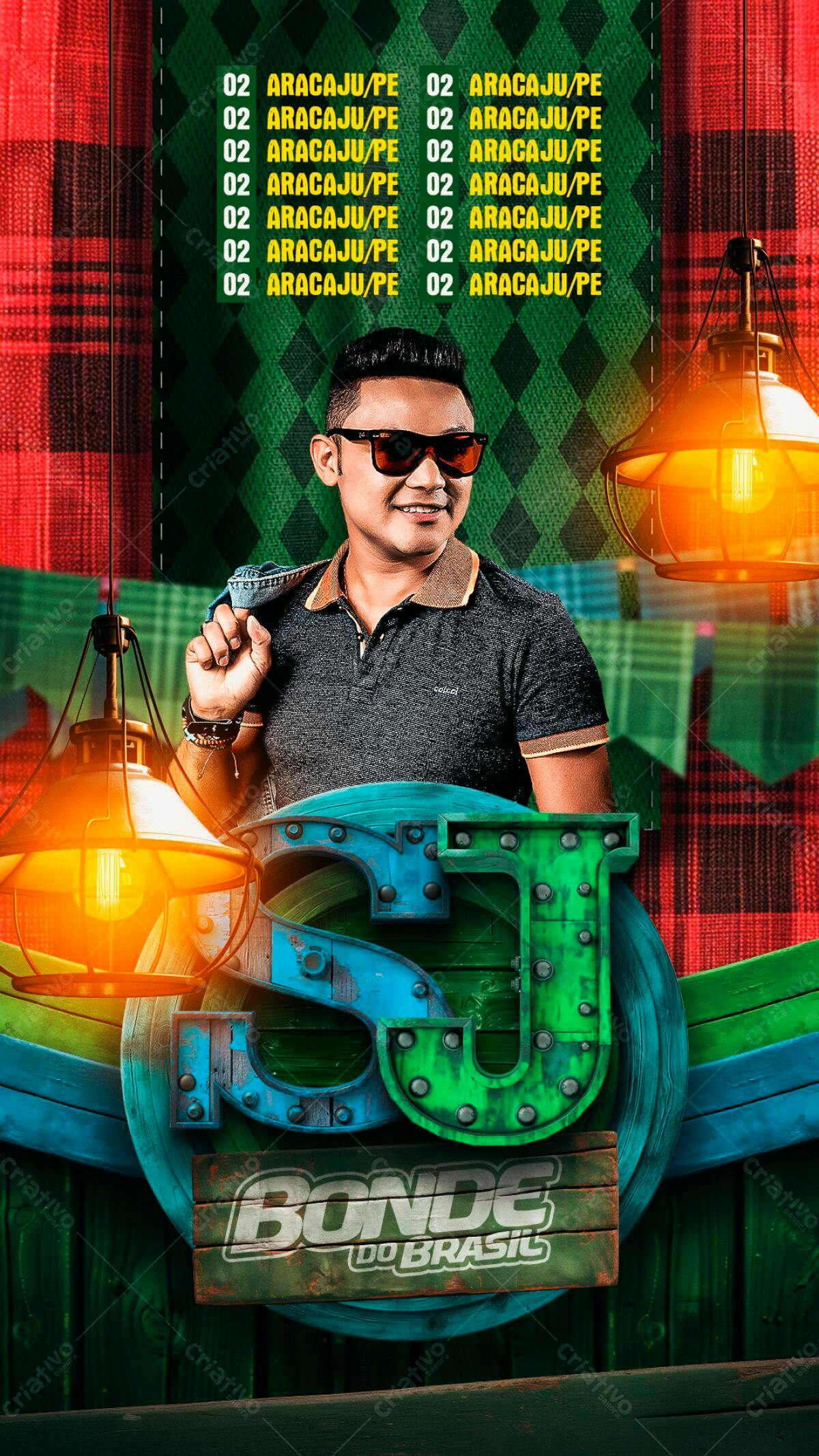 Flyer para Show do SJ Bonde do Brasil PSD Editável