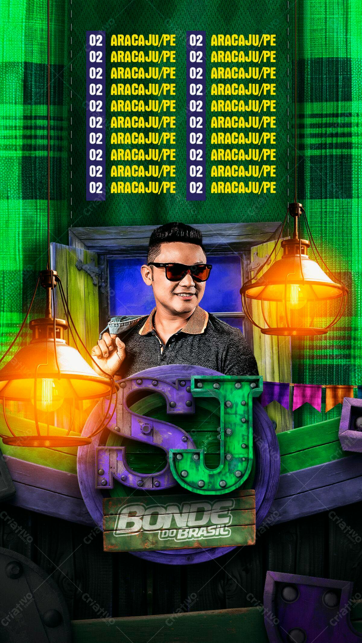Flyer para Show do SJ Bonde do Brasil em Aracaju PSD Editável