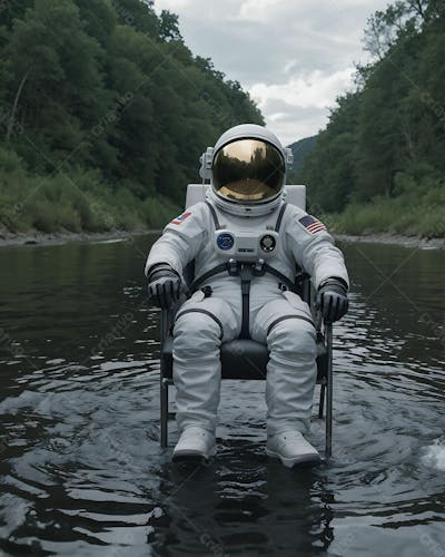 Astronauta No Meio De Um Rio Em Alta Qualidade (1)
