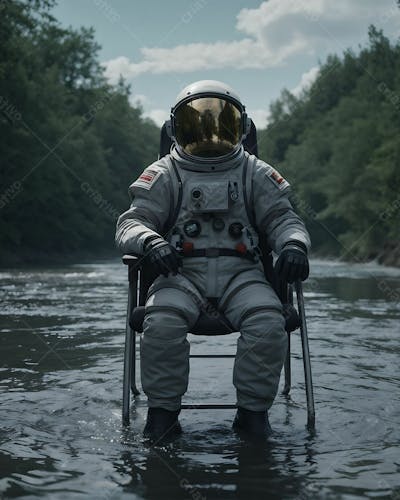 Astronauta No Meio De Um Rio Em Alta Qualidade (4)