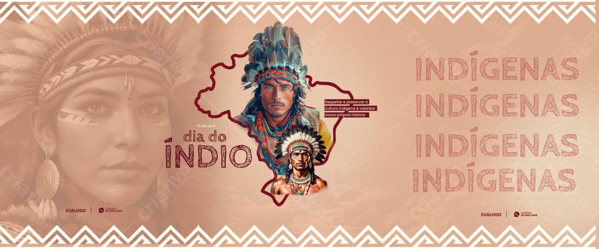 Banner Dia do Índio PSD Editável