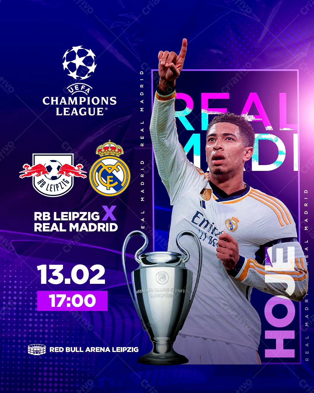 Flyer Champions League Real Madrid x RB Leipzig PSD Editável