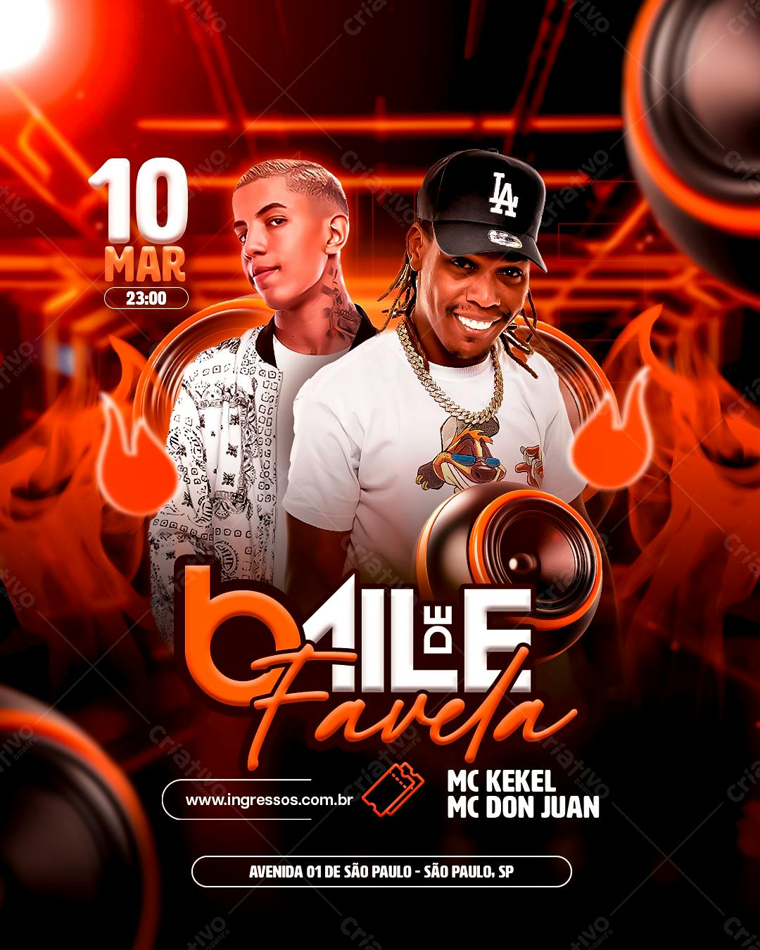 Flyer Baile de Favela PSD Editável