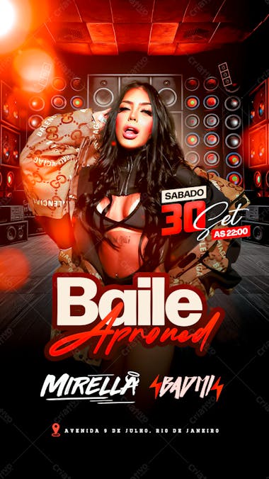 Flyer baile aproved mc mirella funk