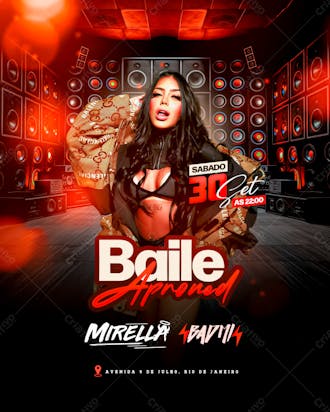 Flyer baile aproved mc mirella feed funk