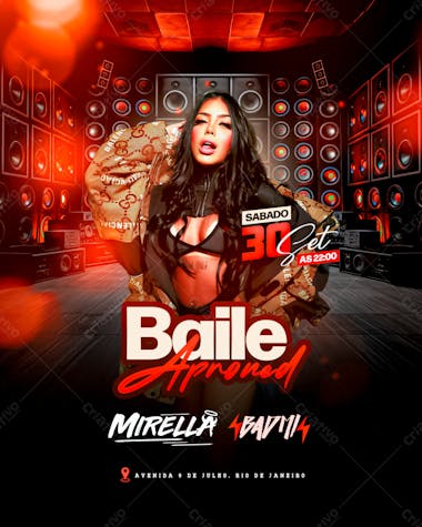Flyer baile aproved mc mirella feed funk