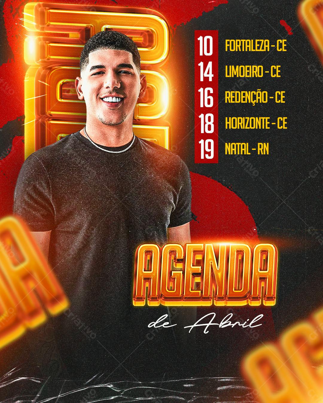 Flyer Agenda de Abril PSD Editável