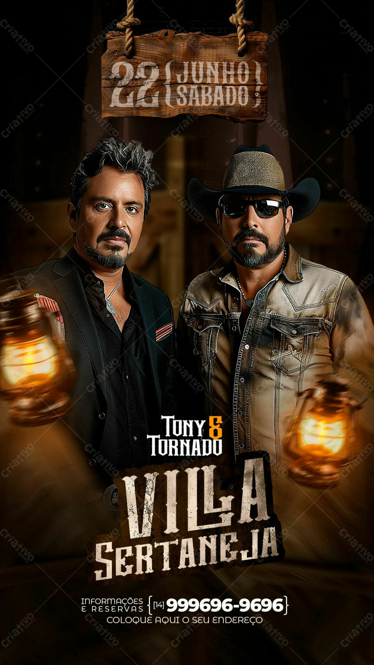 Flyer para Show Sertanejo Tony & Tornado PSD Editável