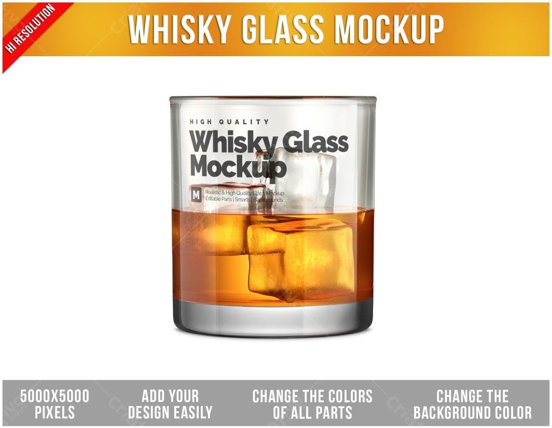 Mockup Copo Whisky PSD Editável