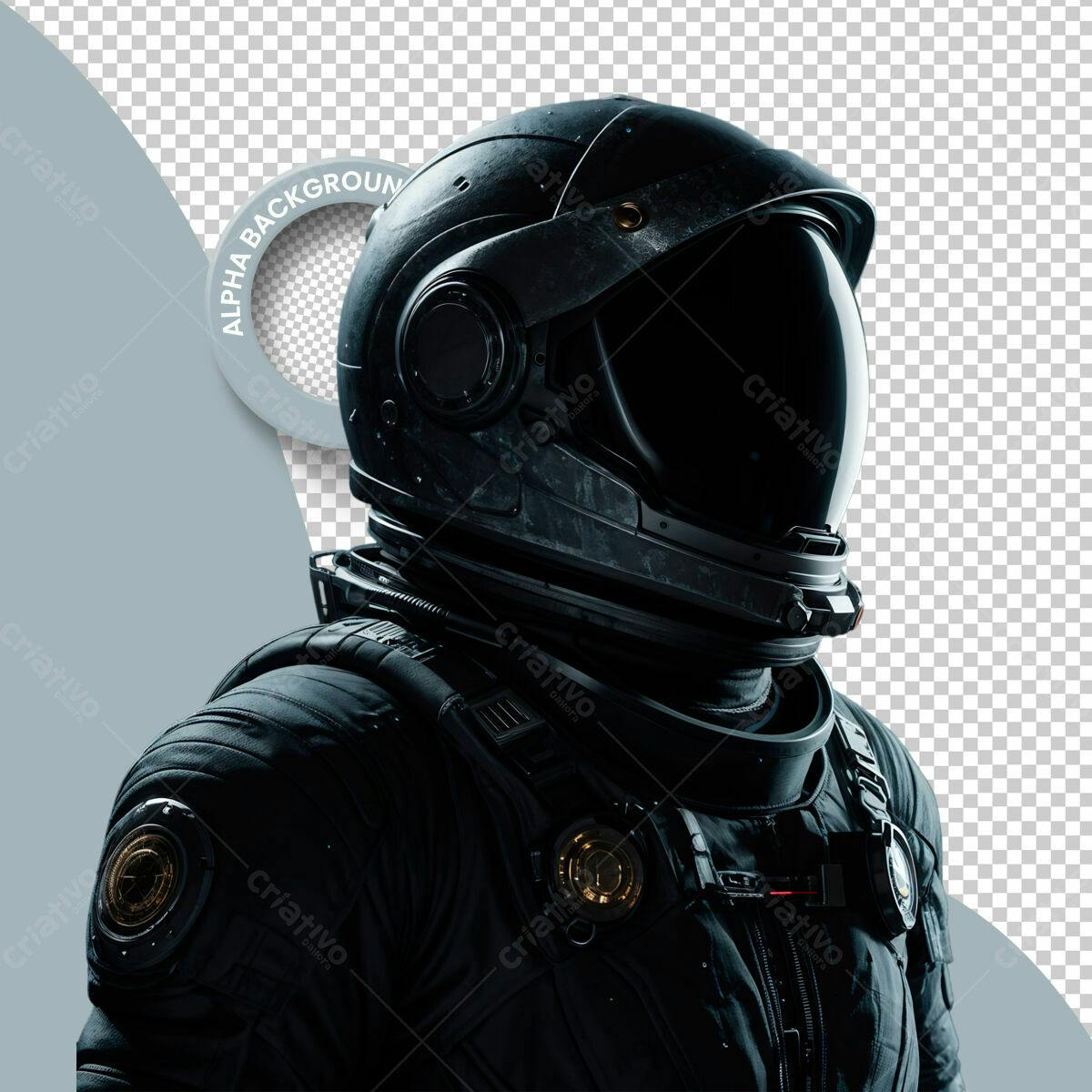 Mockup Astronauta em Traje Espacial Preto PSD Editável