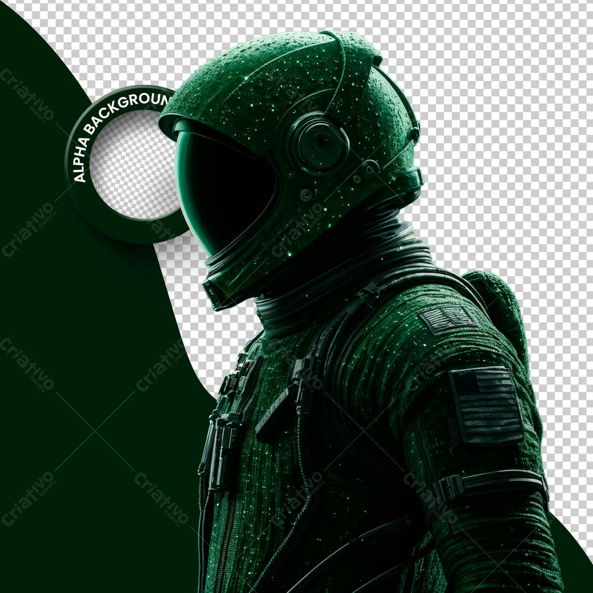 Banner Astronauta Verde Escuro PSD Editável