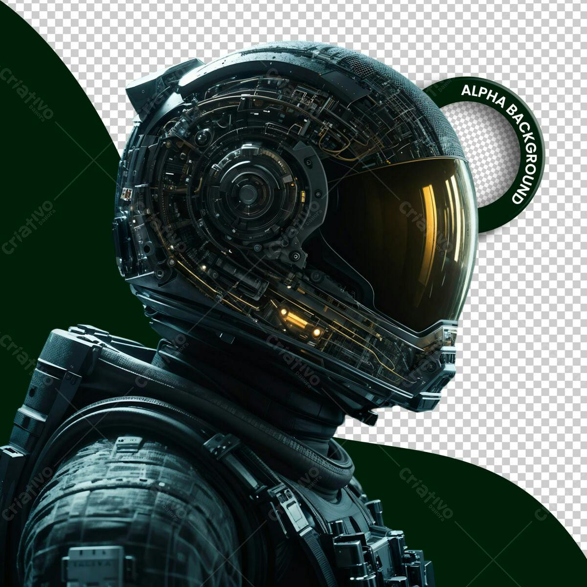 Psd Capacete Astronauta Cyberpunk para Design de Games PSD Editável