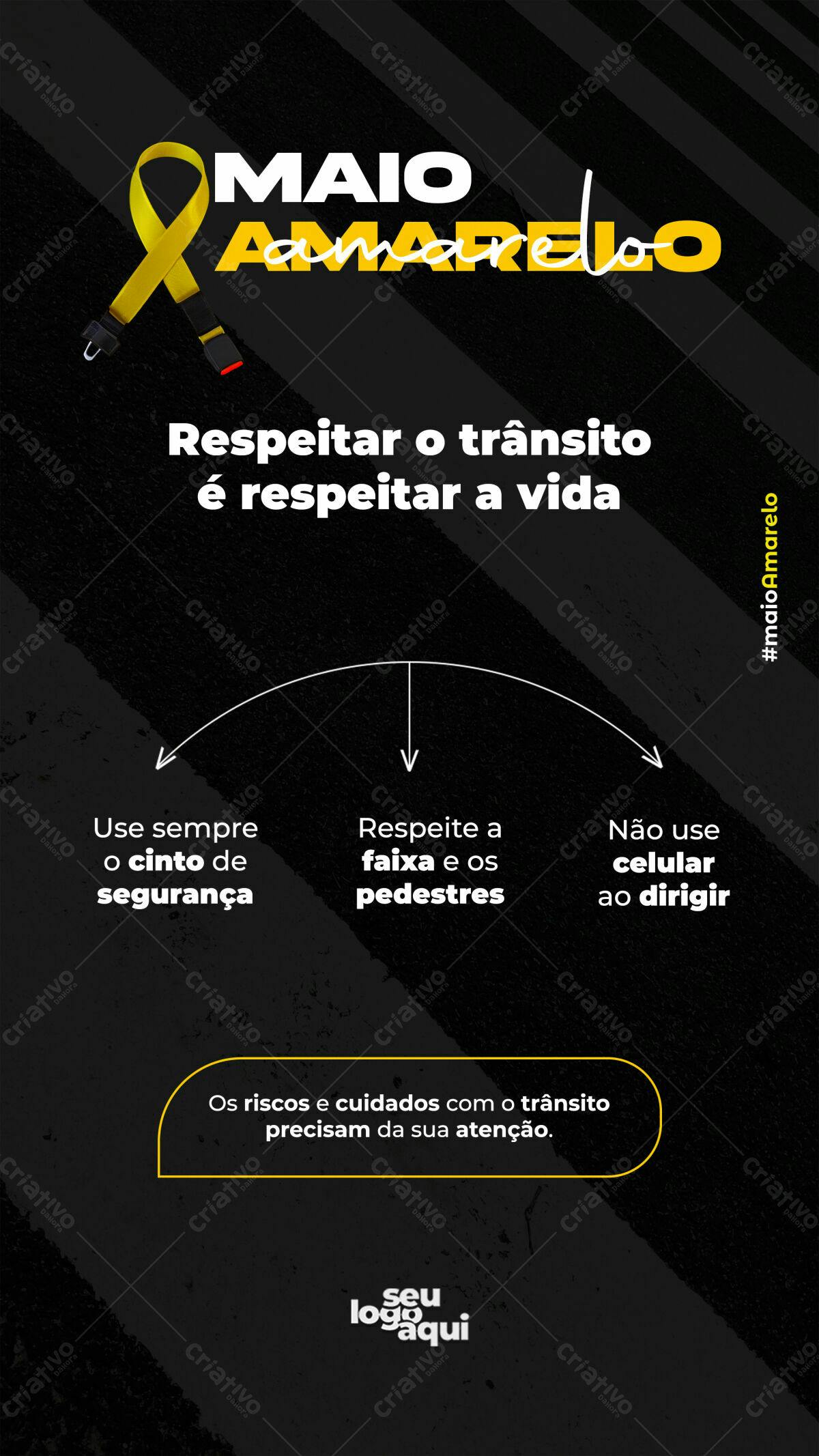 Flyer Maio Amarelo PSD Editável
