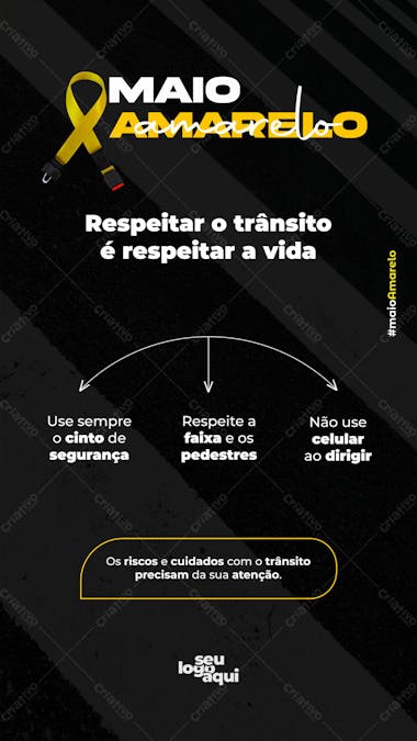 Maio amarelo, trânsito seguro, cuidado no trânsito, stories