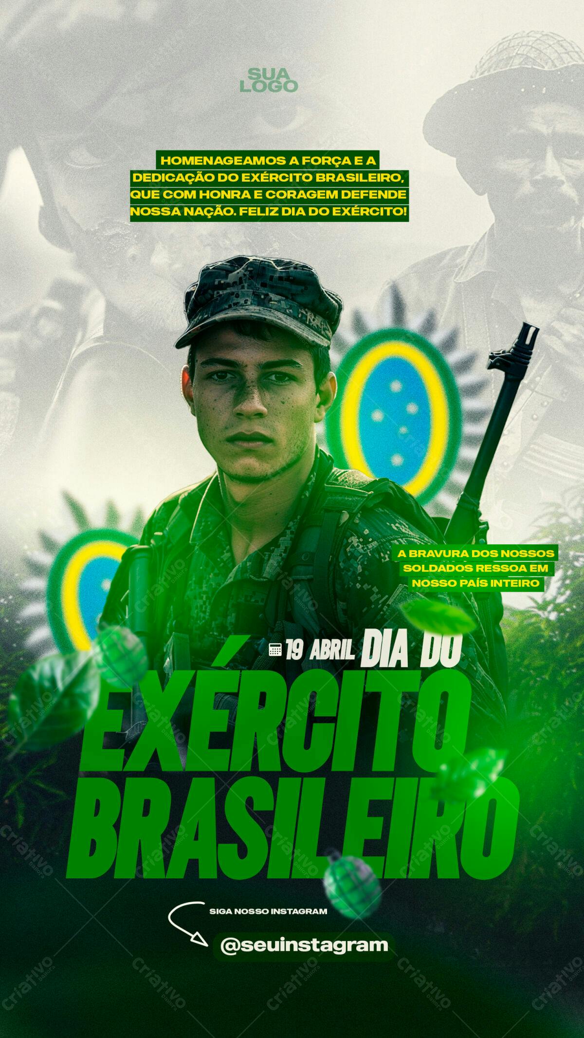 Flyer Dia do Exército Brasileiro PSD Editável