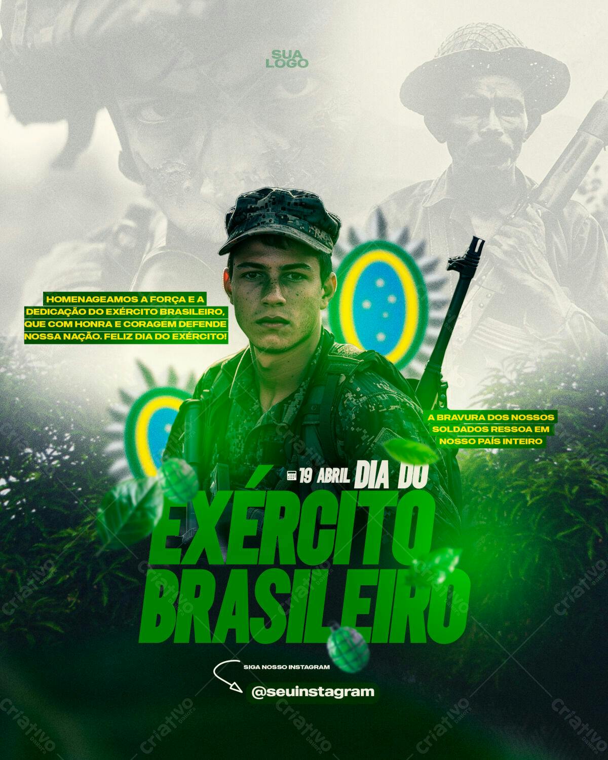 Flyer Dia do Exército Brasileiro PSD Editável