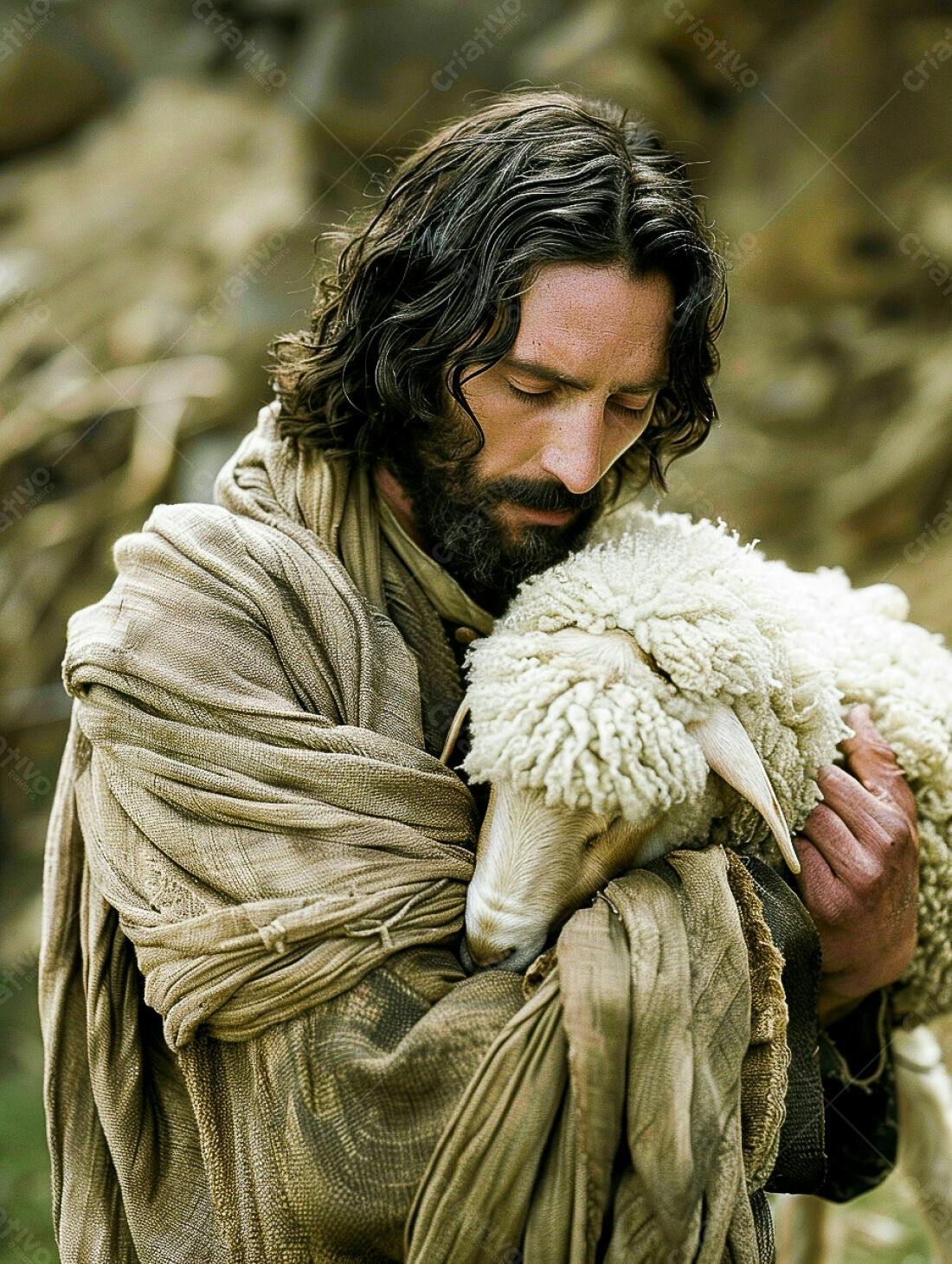 Jesus carregando cordeiro indefeso