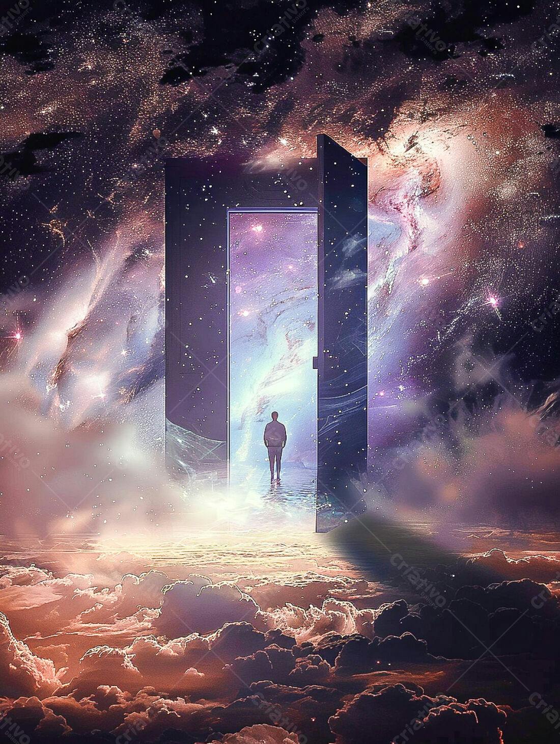 Homem diante de portal espacial