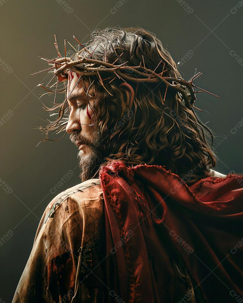 Jesus De Costas, Com Coroa De Espinhos Na Cabeça  (13)
